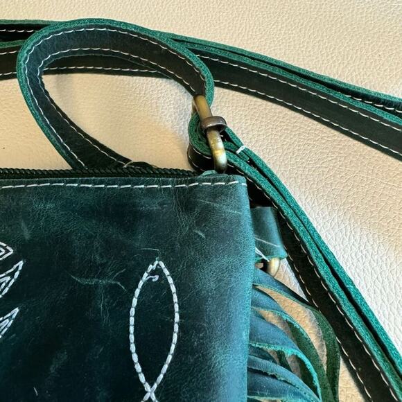 Bluebell Bootstitch Leather Western Purse Clutch Wallet Crossbody NEW Fast Ship - Picture 8 of 14
